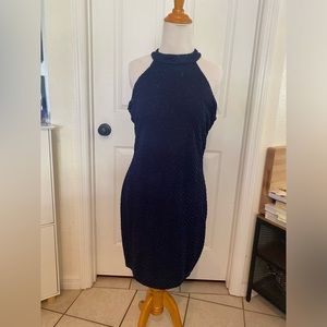 Emerald Sundae sparkly sheath knee length dress in navy blue